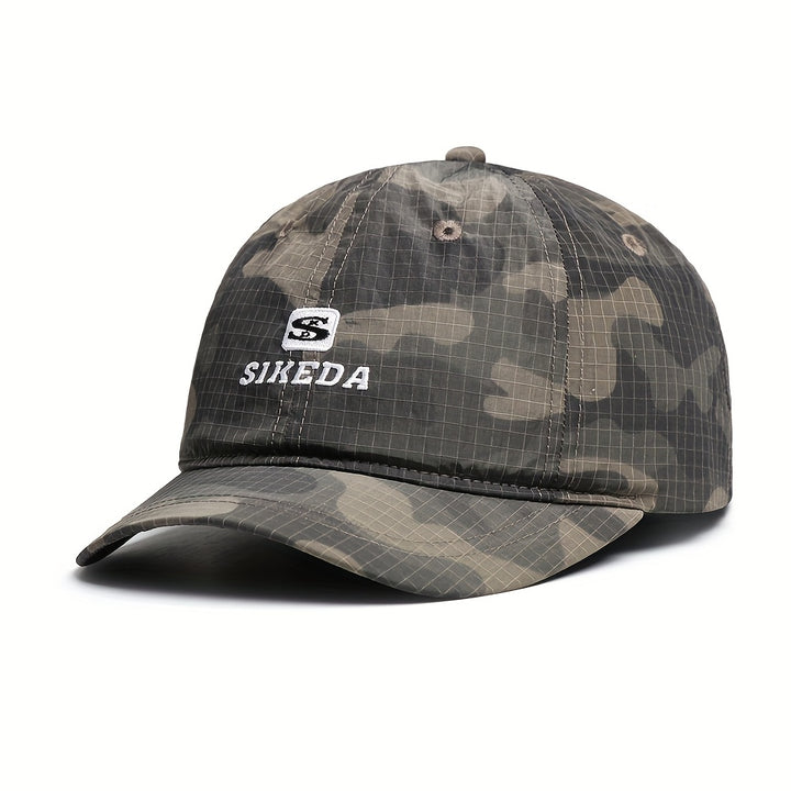 Gorra de Béisbol Camuflada para Hombre de Secado Rápido con Diseño de Surf y Aire Libre - Ala Ancha, Sombrero de Textil Camuflado para Surf, Camping, Uso Casual (Morado, Patrón Camuflado)