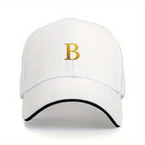 Gorra de béisbol unisex ajustable con estampado de logo 'B' - Ligera, transpirable y con letras doradas, sombrero para el sol con visera curva para hombres y mujeres, ideal para deportes al aire libre y uso casual en todas las estaciones, regalo perfecto