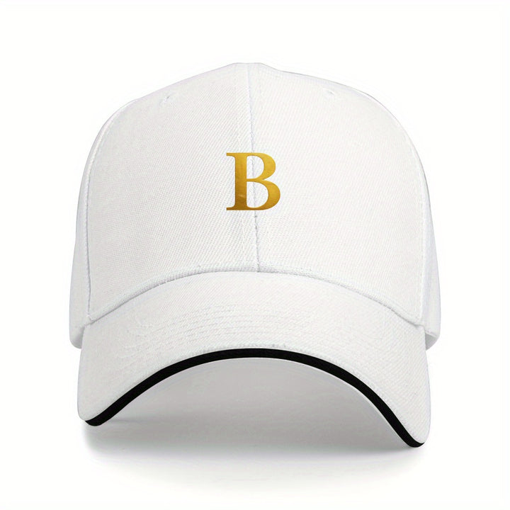 Gorra de béisbol unisex ajustable con estampado de logo 'B' - Ligera, transpirable y con letras doradas, sombrero para el sol con visera curva para hombres y mujeres, ideal para deportes al aire libre y uso casual en todas las estaciones, regalo perfecto