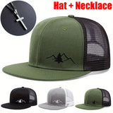 2 piezas (Gorra + Collar) Gorra de camionero transpirable con bordado de pino para hombre, gorra ajustable deportiva unisex, regalo