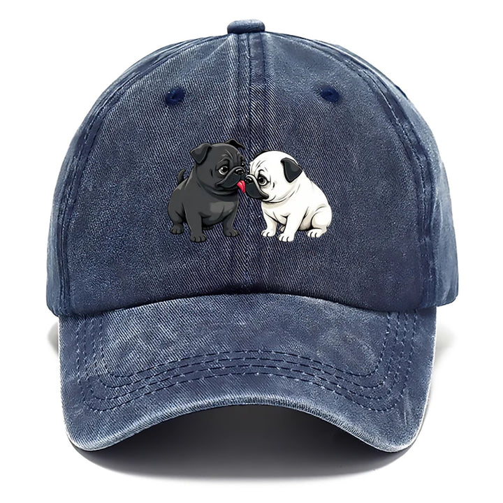 1 Gorra Ajustable con Estampado de Pug Lindo - Sombrero Unisex Suave y Transpirable para Hombres & Mujeres, Regalo Ideal Para Amantes del Perro en Cumpleaños o Fiestas (Diseño /Blanco), Eventos Formales e Informais. Lavada a Mano. Visera Curva. ¡Estilo Di