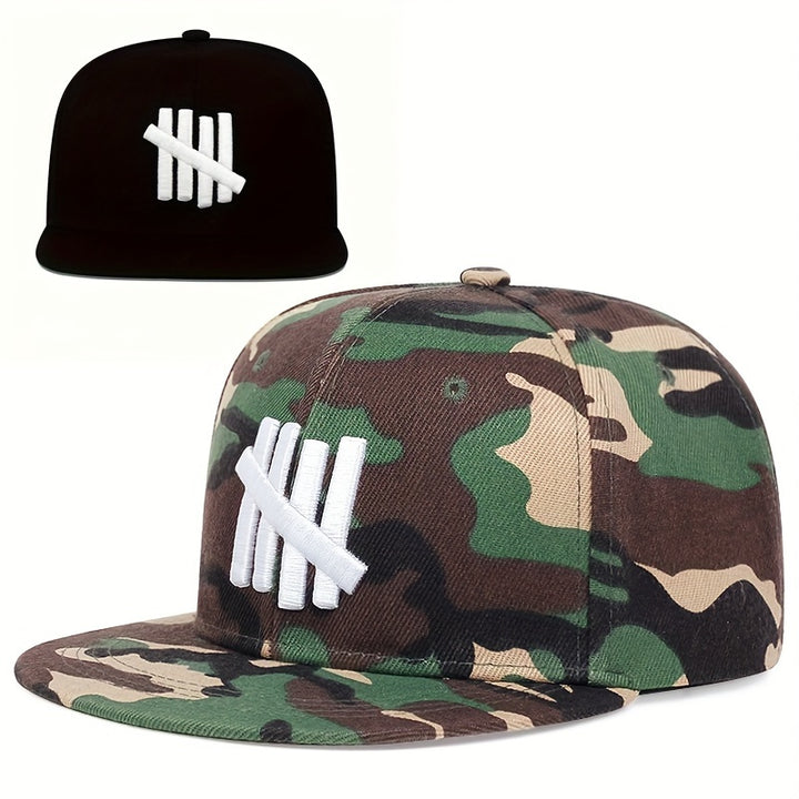 1 Gorra de Béisbol Unisex para Exteriores con Bordado de Cinco Barras - Ajustable, Tejido Transpirable, Opciones en y Camuflaje para Senderismo, Camping o Uso Casual
