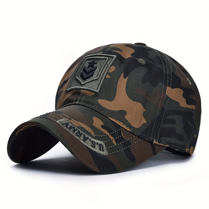 Gorra de béisbol de camuflaje para hombre con diseño patriótico de águila bordada - Snapback ajustable, parte trasera de malla transpirable, gorro para exteriores para todas las estaciones para pesca y caza