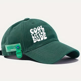 Gorra de béisbol negra con bordado 'COOL LITTLE DUDE' - Poliéster ligero, estilo casual, lavable a mano, tejido no elástico, ideal para hombres y mujeres, ropa de diario | Gorra de estilo casual | Sombrero ligero