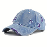 Gorra De Béisbol Creativa Personalizada De Mezclilla Desgastada Retro Desgarrada, De Moda, Para Mujeres Y Hombres
