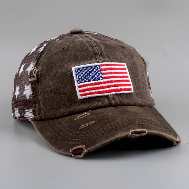 Gorra de Béisbol Unisex con Bandera Americana - Visor de Malla Estilosa y Sencilla, Sombrero de Ala Curvada para Deportes al Aire Libre y Fitness. Idea de Regalo Perfecta para Papá