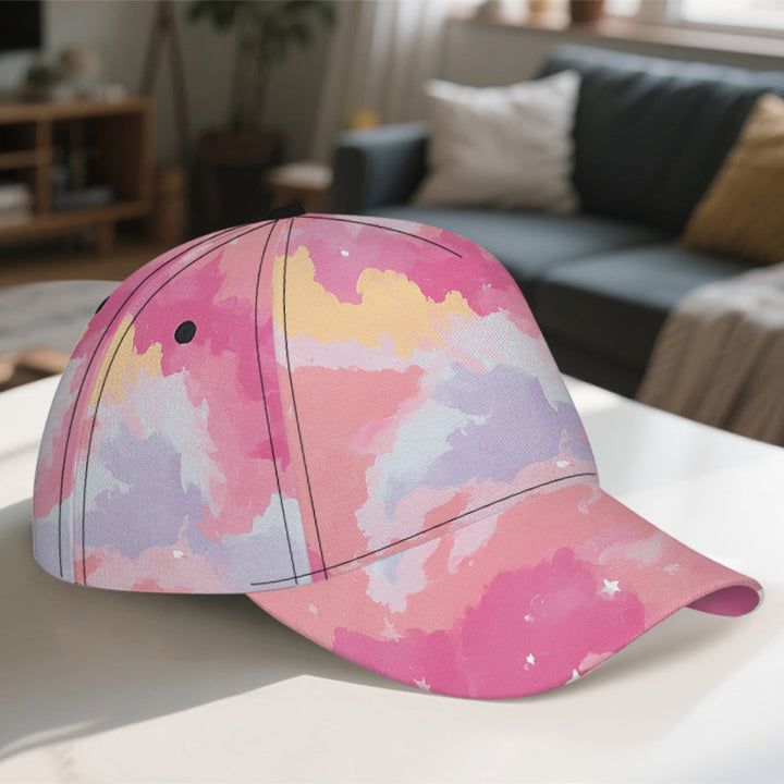 1 Gorra Snapback Ajustable con Estampado de Nubes 2D - Diseño Vibrante en Frente, Parte Trasera y Lados, Ligera de Poliéster para Deportes, Running, Gimnasio y Streetwear - Estilo Casual Mejorado