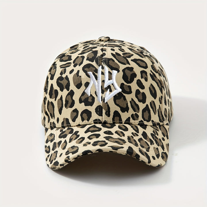 1 Gorra de Béisbol Bordada NY para Mujer con Estampado de Leopardo Unisex, Ajustable y Transpirable, Ala Curva, Moda Verano Y2K, Sombrero de Pareja