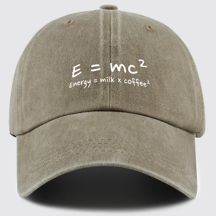 Gorra de Béisbol E=mc² Energía=Leche x Café² para Hombres y Mujeres - Gorra Trucker Ajustable Snapback, Tejido Ligero Transpirable, Sombrero Casual Unisex para Pesca Caza Playa, Regalos del Día de la Madre Día del Padre Cumpleaños, Accesorio de Pesca, Cas