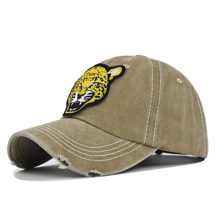 Sombrero de Sol Retro con Estampado de Leopardo y Logo Bordado en 3D - Gorra Ajustable Snapback para Exteriores, Fiestas de Navidad y Streetwear - Accesorio de Estilo Salvaje con Emblema