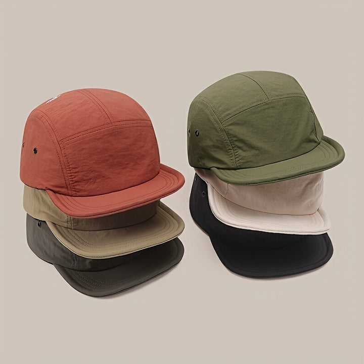 1 pieza de gorra de béisbol transpirable para hombre, ajustable, elegante, para acampar al aire libre, negra con rayas naranjas, poliéster, solo lavado a mano, regalo para el Día del Padre, relacionado con el campus, fiestas de cerveza, tejido de tela.