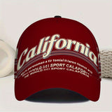 1 gorra de béisbol con estampado 2D California Sport Essence - Gorra de poliéster vibrante de cuerpo completo con cierre ajustable, ideal para deportes al aire libre, estilo urbano y running, Ropa Casual,Diseño a la Moda,Ajuste Cómodo,Tela Duradera,Aficio