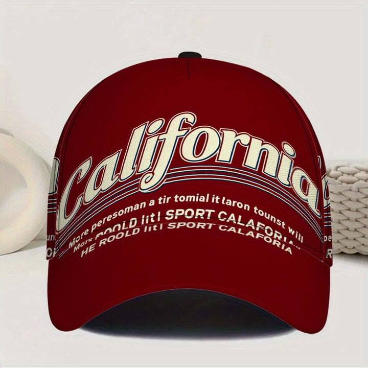 1 gorra de béisbol con estampado 2D California Sport Essence - Gorra de poliéster vibrante de cuerpo completo con cierre ajustable, ideal para deportes al aire libre, estilo urbano y running, Ropa Casual,Diseño a la Moda,Ajuste Cómodo,Tela Duradera,Aficio
