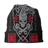 1 sombrero sin ala de temática motera - Gorro holgado con estampados audaces de calaveras y moto, textil suave para hombres y mujeres, casual e ideal diario, lavable a mano (/Rojo/Gris) – Accesorio en estilo rocker, Gorro de Punto, Sombreros, Gorros de In