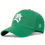 Gorra de béisbol bordada con letras de estilo gótico, visera curva para protección solar y ajustable, gorra casual transpirable para papá, sombrero deportivo para el sol para mujeres y hombres