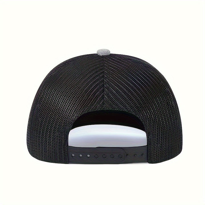 Gorra de béisbol con visera plana, 100% poliéster, letra A deportiva, cierre ajustable con hebilla, protección solar, impresión duradera, lavado en seco profesional, ideal para actividades al aire libre