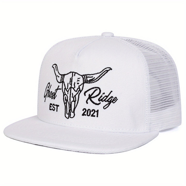 Una gorra de béisbol para hombre con bordado de toro, ajustable para estilo hip-hop, protección solar y ropa casual, adecuada para salidas de primavera y otoño, viajes, fiestas de playa.