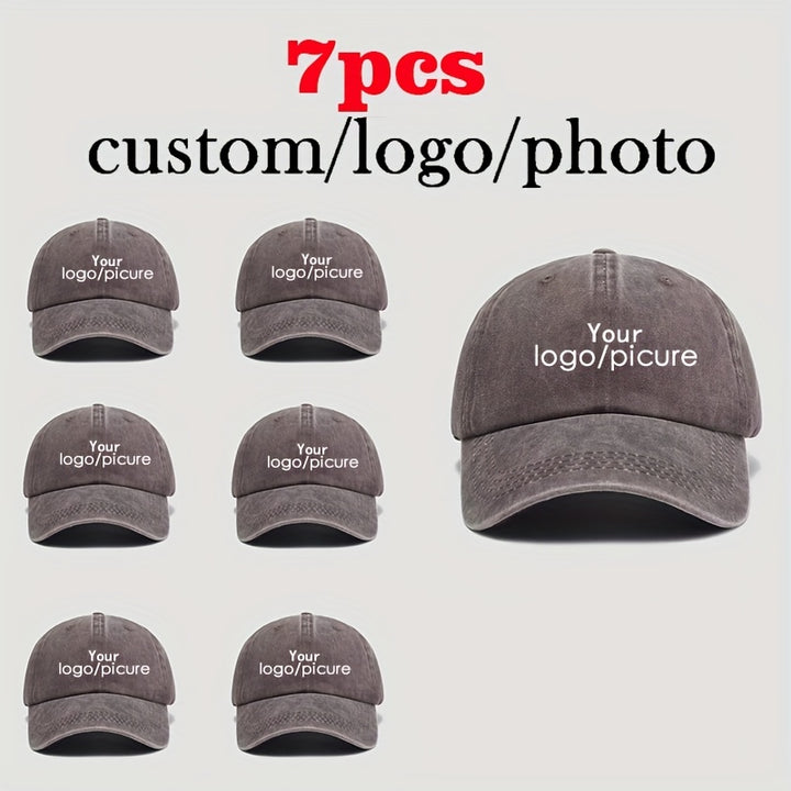 7 Paquetes de Gorras de Béisbol Personalizadas - Pedido al por Mayor con Logo/Texto/Imagen Personalizado, Gorras Ajustables Snapback para Hombres y Mujeres, Gorras Ligeras para Todas las Estaciones con Tu Logo (Costo de Impresión del Logo Varia) - Ideales