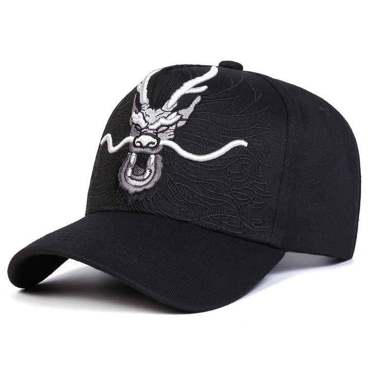 Gorra de béisbol bordada con dragón para hombre - Snapback ajustable, gorra ligera y transpirable con diseño de 5 paneles y patrones de dragón y olas de inspiración japonesa, sombrero de primavera y otoño, sombrero elegante, sombrero duradero