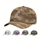 Gorra de Béisbol Camuflada para Hombre de Secado Rápido con Diseño de Surf y Aire Libre - Ala Ancha, Sombrero de Textil Camuflado para Surf, Camping, Uso Casual (Morado, Patrón Camuflado)
