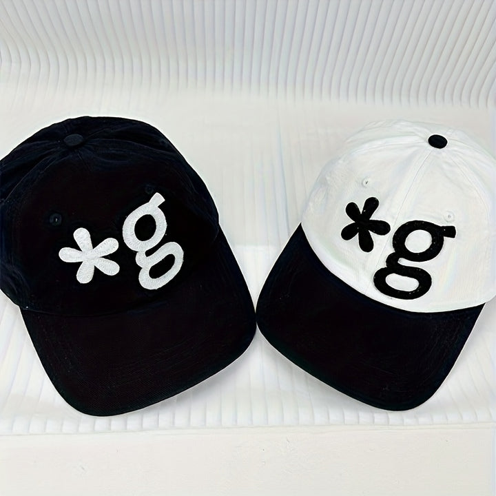 Gorra de béisbol con flor bordada, parte superior suave, diseño que adelgaza la cara para hombres y mujeres, colección de primavera y verano, negro y blanco, ajuste ajustable, gorra de béisbol