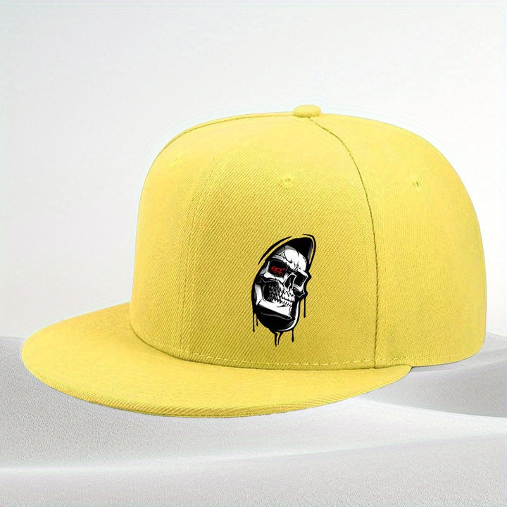 Llegada Nueva: Gorra de Béisbol de Moda con Estampado de Calavera - Snapback Negro con Diseño Blanco, Ajuste Ajustable para Hombres y Mujeres, Estilo Urbano Hip-Hop, Sombrero Casual para el Exterior, Gorra de Béisbol