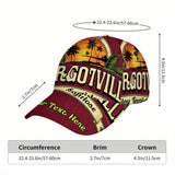 1pc Gorra de Béisbol con Estampado 2D Tropical Sunset - Ligera en Poliéster, Diseño Vibrante Completo, Ideal para Running, Deportes y Streetwear