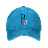 Gorra de Béisbol Unisex con Estampado Floral en Letras R - y Rosa, Visera Curva Transpirable para Hombre & Mujer. Diseño Moderno e casual Ideal Para Uso Diario, Gimnasio o Deportes. Ajuste Estructurado Fácil Cuidado. ¡Versatilidad Total!