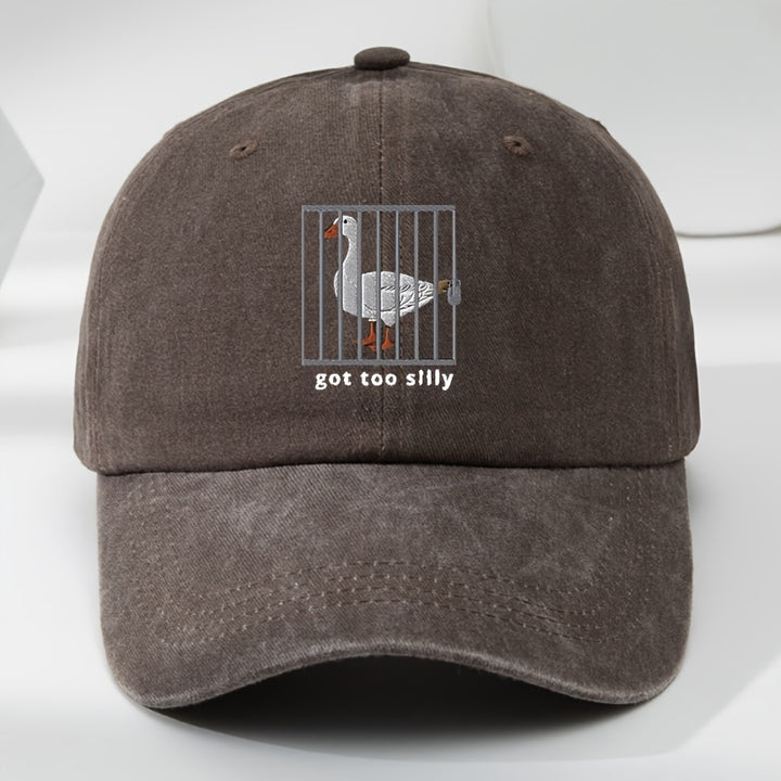 1 gorra de béisbol unisex con estampado de ganso en jaula, ajustable, suave, transpirable y absorbente de humedad, 100% poliéster