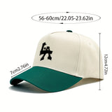 1 gorra de béisbol con estampado de letras LA - ajustable, protección solar, gorra casual para viajes, fiestas en la playa y regalos, poliéster, blanco con ribete negro, ropa de cabeza para exteriores | Gorra deportiva | Gorra ajustable