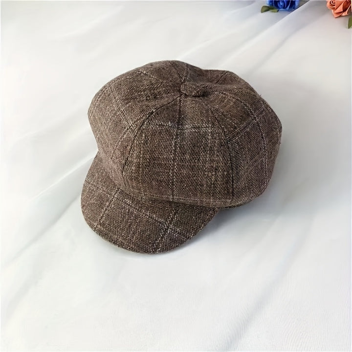 Gorra estilo newsboy vintage para adolescentes, ligera, de cuadros, ideal para otoño/invierno, perfecta para la escuela y uso casual
