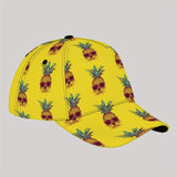 Gorra de Béisbol Ligera para Hombres CUTEHSJ - Estampado de Piña Amarillo Vibrante con Calavera y Diseño Tropikal, Cierre Ajustable con Hebilla para la Playa, Pesca, Actividades al Aire Libre y Vacaciones, Accesorio Divertido