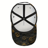 1 gorra de béisbol con estampado de engranajes y engranajes Steampunk - Gorra ajustable y ligera de poliéster con diseño mecánico intrincado, ideal para uso casual, perfecta para vacaciones, gorra casual | Estilo Steampunk | Gorra ligera