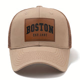 Sombrero de camionero Boston Est. 1997 - Espalda de malla transpirable, ala curva para protección solar, sombrero de béisbol casual para hombres y mujeres, poliéster, sombrero de pesca