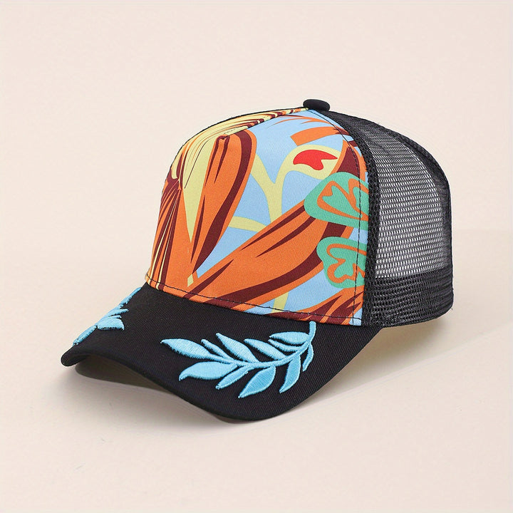 Sombrero de sol de bordado de trigo americano para hombres y mujeres, sombrero de malla para parejas, gorra de béisbol transpirable de grafiti