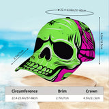 Gorra de Béisbol Hip Hop con Calavera Verde 1pz - Sombrero Ajustable de Ropa Urbana con Estampado Gráfico en Rosa y Vibrante, Impresión Digital Duradera, Lavable a Máquina Diseño de Calavera Avanzado para Deportes y Atuendos Casuales, Regalo de Navidad, A