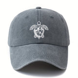 Gorra de béisbol de impresión de moda Tortuga, estilo clásico retro lavado con visera curva, accesorio casual de vacaciones al aire libre, gorra de conductor de camión