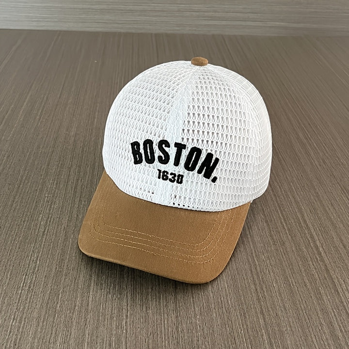 Boston 41.4metro Gorra de béisbol de malla blanca con ajuste de snapback - Ligera, transpirable y elegante para niños y adultos, sombrero de verano casual, ropa de cabeza casual | Gorra de snapback ajustable | Gorra ligera