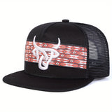 Gorra de béisbol ajustable para hombre con diseño de cabeza de toro blanco y diseño de cuerda trenzada, poliéster ligero, ideal para actividades al aire libre en primavera y otoño, viajes, vacaciones en la playa y uso casual, sombrero de vaquero.