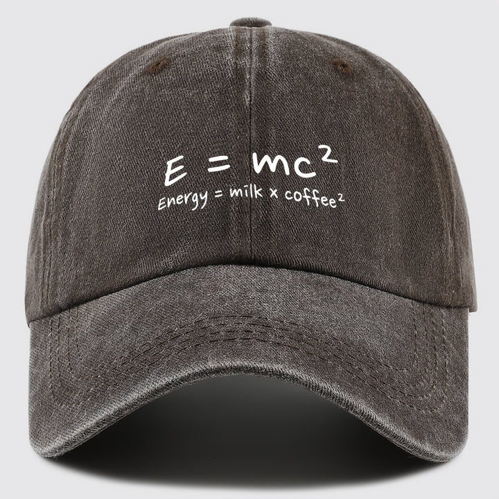 Gorra de Béisbol E=mc² Energía=Leche x Café² para Hombres y Mujeres - Gorra Trucker Ajustable Snapback, Tejido Ligero Transpirable, Sombrero Casual Unisex para Pesca Caza Playa, Regalos del Día de la Madre Día del Padre Cumpleaños, Accesorio de Pesca, Cas
