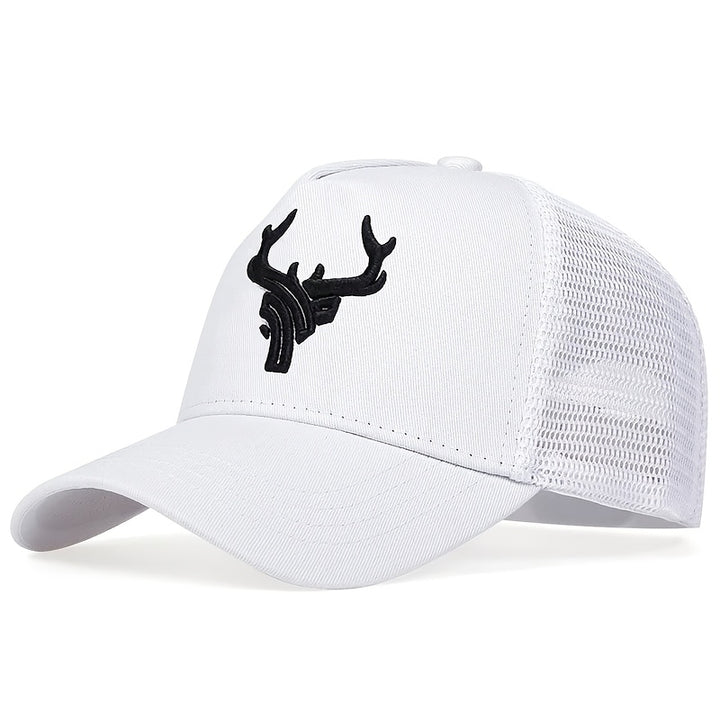 Gorra de Béisbol Ajustable para Hombre con Bordado de Asta - Malla Transpirable, Protección Solar para Actividades al Aire Libre y Viajes, Cinco Paneles, Vacaciones en la Playa