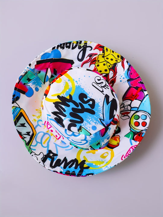 Conjunto de 3 piezas para Niños: Camisa Casual de Verano con Estampado Aleatorio y Cuello, Shorts y Sombrero Portátil - Ropa Deportiva Ligera y Cómoda para Actividades al Aire Libre, Ideal como Regalo para Jóvenes