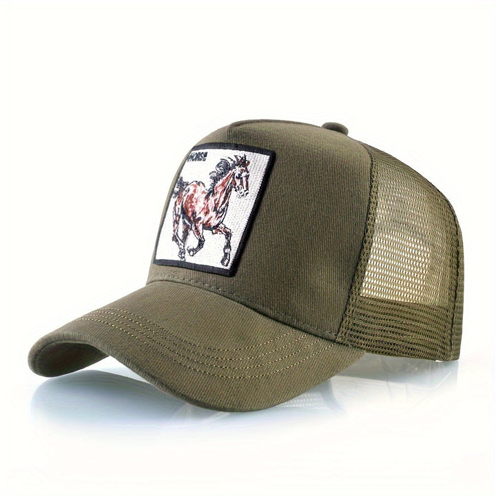 Gorra de béisbol con bordado de caballo unisex, sombrero transpirable, opción ideal para regalos