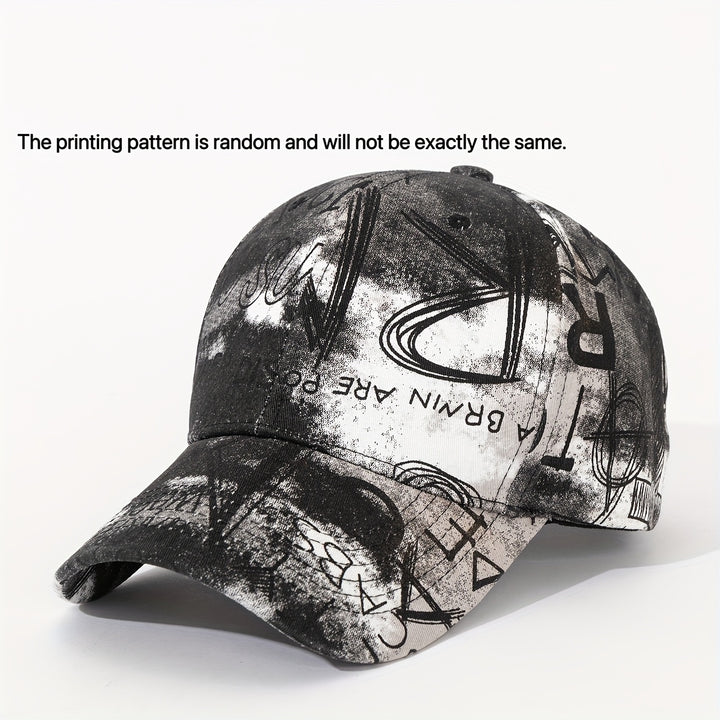 1 gorra de béisbol de arte urbano - Ajustable, ligera, negra con diseño de grafiti blanco, perfecta para uso casual, baile urbano y fiestas, gorra de baile urbano | Gorra estilo grafiti | Accesorio ajustable para la cabeza
