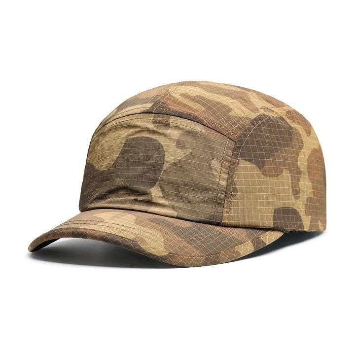 Gorra de Béisbol Ligera y Transpirable para Hombre con Diseño Camuflaje, Secado Rápido, Cinco Paneles, Ideal para Exteriores