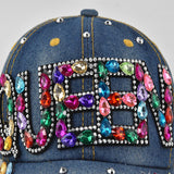 Gorra Unisex QUEEN con Rhinestones, Ajustable Snapback con Visera Curva para Fiestas de Navidad, Outfits Diarios y Logo/Regalo (Diseño Brillante)