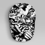 Gorra de Béisbol Ajustable y Ligera con Diseño Graffiti Streetwear (Patrones de Calavera y Pájaro) - Sombrero de Moda Urbana /Blanco, Lavable a Máquina para Looks Casuales