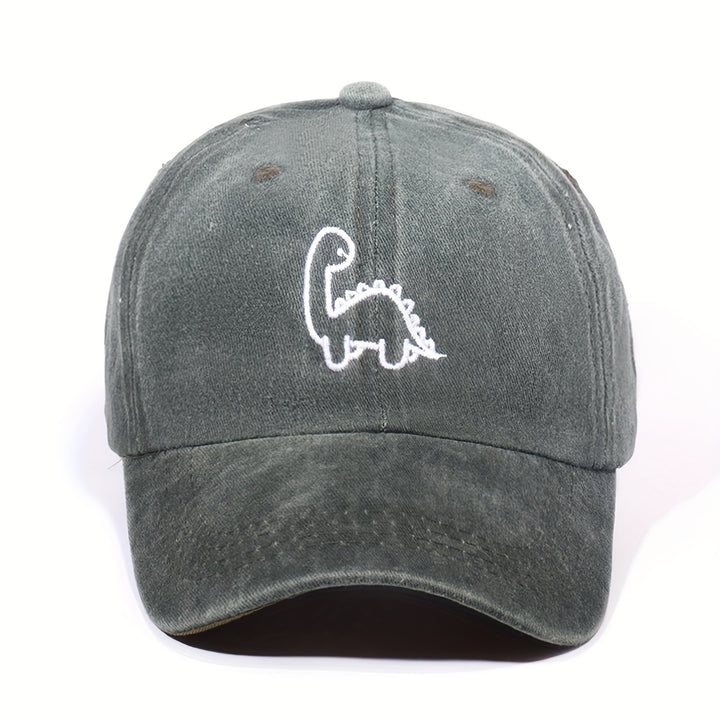 Gorra de Béisbol Ajustable con Dinosaurio Lindo - Transpirable, Lavable a Mano, Gorra de Papá de Poliéster con Visera Curva para Uso Casual