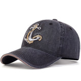Gorra de béisbol casual para hombre con diseño de ancla pirata, lavada, 100% poliéster, ajustable, ligera, protección solar para exteriores, con estampado geométrico, tela con ligero estiramiento, ideal para viajes, playa y fiestas