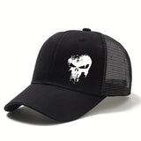 Tela. Gorra de béisbol ajustable con estampado de calavera para hombre y mujer - Malla transpirable, sombrero casual de verano con cierre snapback, ideal para actividades al aire libre, viajes, camping y ocio, sombrero casual | Gorra con estampado de cala